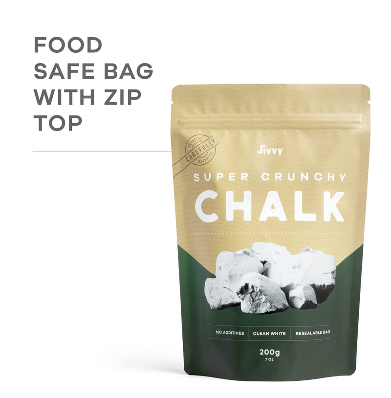 [Australia - AusPower] - Super Crunchy Edible Chalk - Chalk Chunks - ASMR PICA chalk - Pure White Chalk for Eating - Earthy taste - Resealable bag - 7 oz (200 g) 