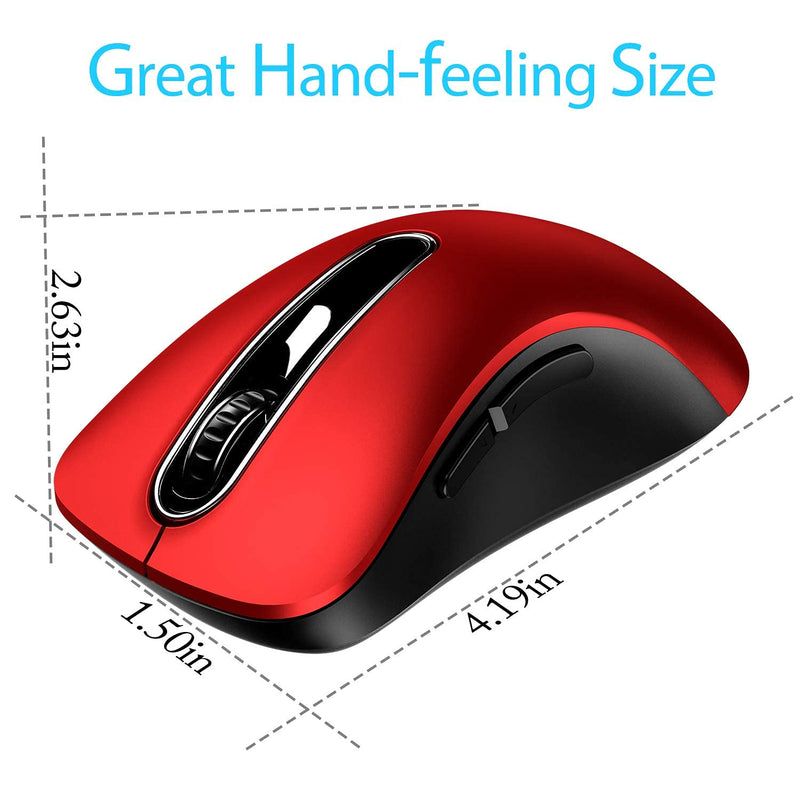 [Australia - AusPower] - memzuoix 2.4G Wireless Mouse, 1200 DPI Mobile Optical Cordless Mouse with USB Receiver, Portable Computer Mice Wireless Mouse for Laptop, PC, Desktop, MacBook, 5 Buttons, Red 