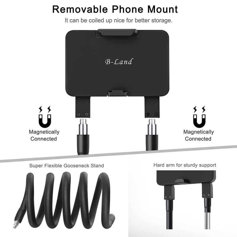 [Australia - AusPower] - Upgrade Phone Holder for Bed, B-Land Neck Phone Holder Gooseneck Cell Phone Holders, Universal Mobile Phone Stand with Remote for Taking Videos & Group Photos (Black) Black 