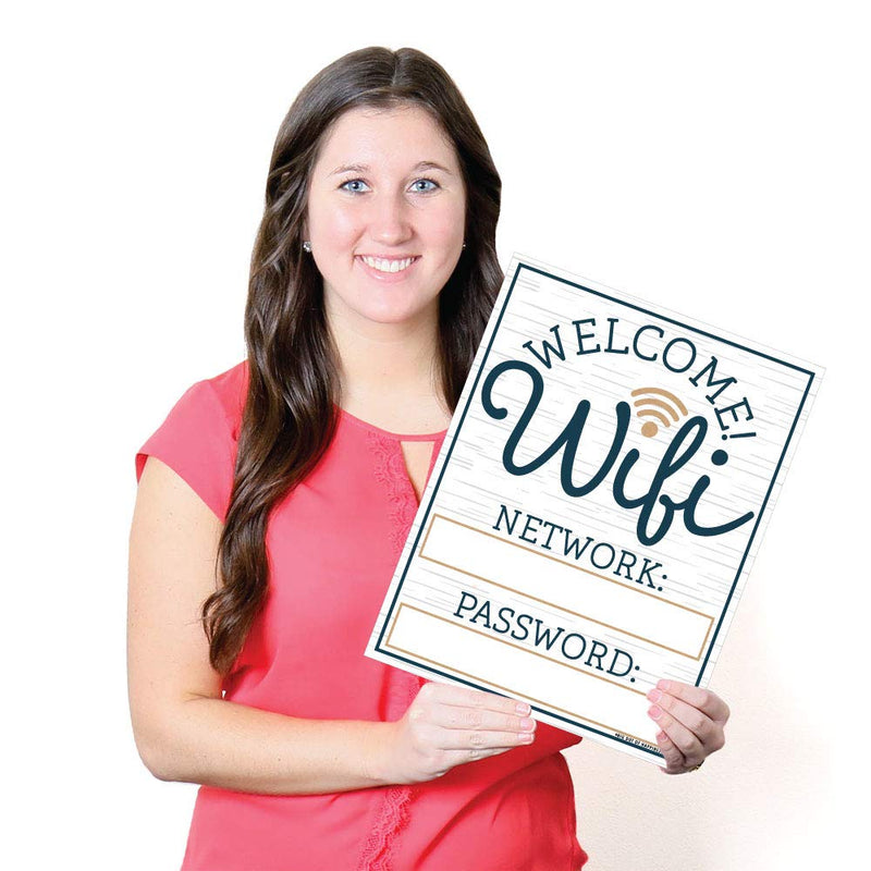 [Australia - AusPower] - Big Dot of Happiness Wifi Password Sign - Business and Home Decorations - Printed on Sturdy Plastic Material - 10.5 x 13.75 inches - Sign with Stand - 1 Piece 