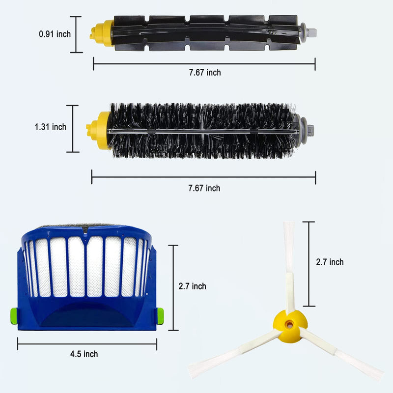 [Australia - AusPower] - Rjnlsc 9 Pack Replacement Parts Accessories for irobot Roomba 600 500 Series 692 694 695 675 677 671 655 645 690 680 660 650 620 614 595 585 564 robot, 4 Filter 4 Side Brush 1 Bristle & 1 Beater Brush 