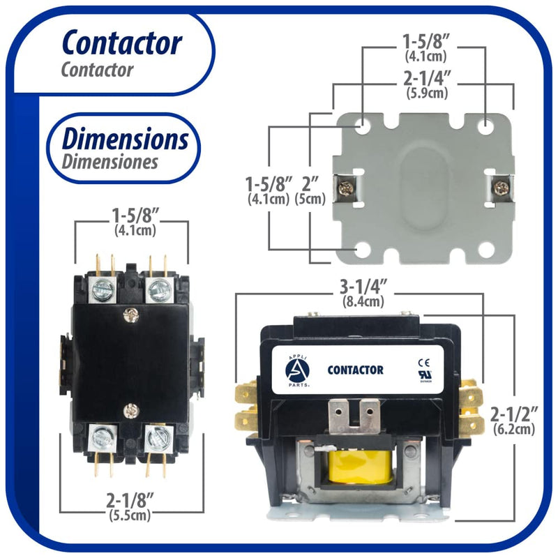 [Australia - AusPower] - Appli Parts APAC-24024 Heavy Duty 2 Poles Contactor 40 Amp 24 Volts Coil Replacement for ac Compressor and Electrical Applications UL Certified 476929 2 Pole 24 Volts 