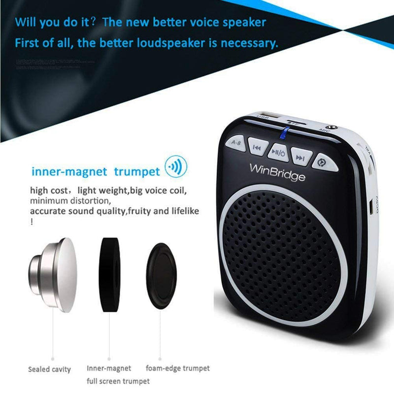 [Australia - AusPower] - WinBridge WB001 Portable Voice Amplifier with Headset Microphone Personal Speaker Mic Rechargeable Ultralight for Teachers, Elderly, Tour Guides, Coaches, Presentations, Christmas Gift Teacher 