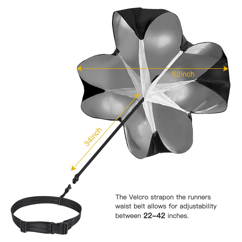 [Australia - AusPower] - KUYOU Running Speed Training 56 inch Speed Training Resistance Parachute Umbrella Running Chute & Fitness Explosive Power Training (Black) 