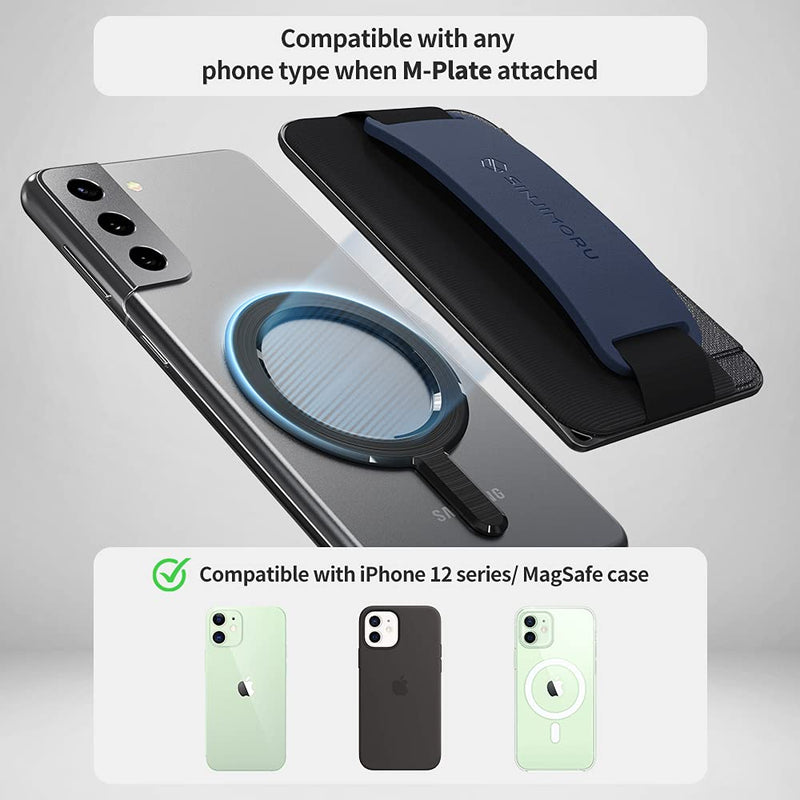 [Australia - AusPower] - Sinjimoru 3 in 1 Magnetic Wallet as Phone Grip Stand for MagSafe, Cell Phone Wallet Stick On with Cell Phone Kickstand & Phone Grip Holder iPhone 12 Pro & iPhone 13 Series. M-BGrip Black 