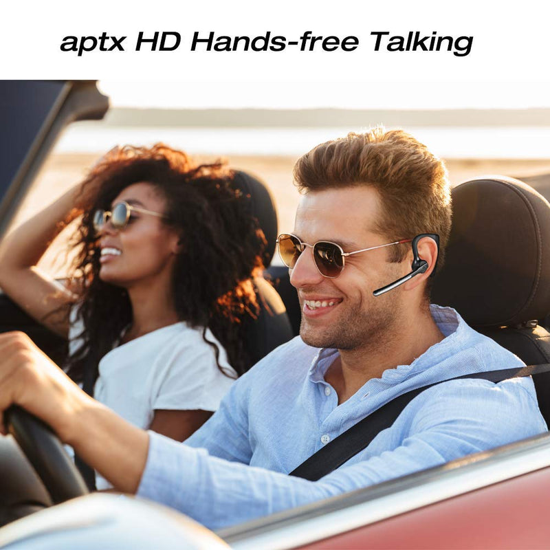 [Australia - AusPower] - Conambo Bluetooth Headset 5.0, aptX HD 16 Hrs Talktime Bluetooth Earpiece, Noise Cancelling Mute Key Wireless Earphones for Cell Phones Business Trucker Office 