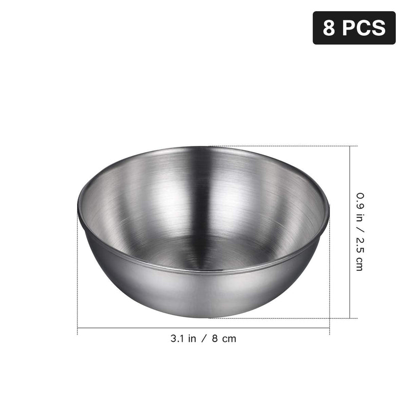 [Australia - AusPower] - Hemoton 8pcs Stainless Steel Sauce Dishes Round Seasoning Dishes Sushi Dipping Bowl Saucers Bowl Mini Appetizer Plates Seasoning Dish Saucer Plates 3.15 Inch 1 