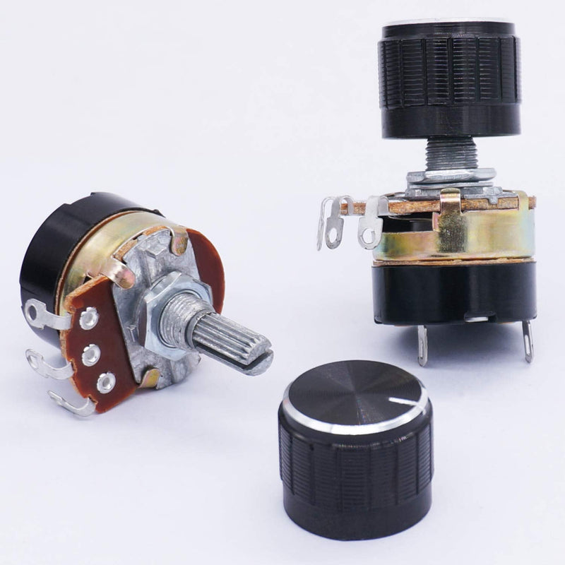 [Australia - AusPower] - TWTADE 2Pcs 10K Ohm Single Linear Taper Dimmer Potentiometer with on/Off Switch + 2pcs Black Aluminum Alloy knob 