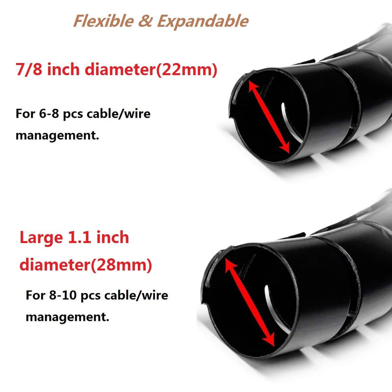 [Australia - AusPower] - Fanoshon 13 1/8ft -1/2 Inch Braided White Cable Sleeve Cover Organizer Split Cord Management Protectors Pet Proof - Self Wrapping Wire Loom Tube for Desk PC/TV/Computer/Home Theater/Engine Bay 22MM+28MM -1PACK Black 06 