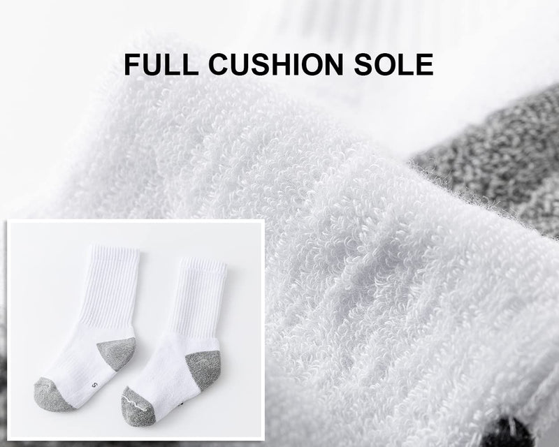 [Australia - AusPower] - Kids Boys/Girls' Cushioned Crew Socks Thick Cotton Athletic Socks 6 Pack 4-14 Years 4-6 Years Black+white,6 Pack 