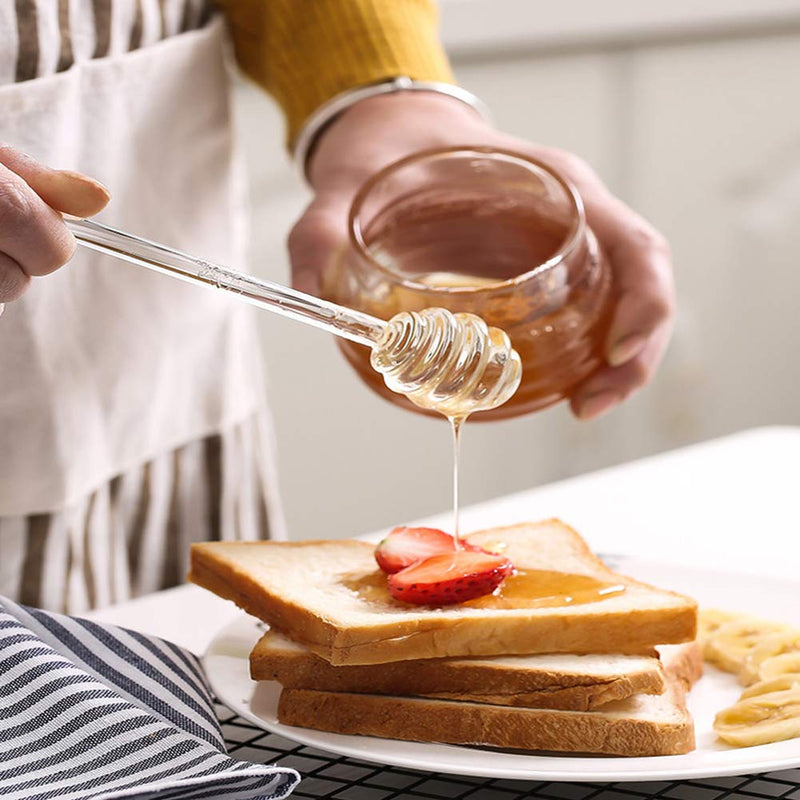 [Australia - AusPower] - 2Pcs 6 Inches Clear Glass Honey Dipper Sticks Stirring Sticks Server Honey Spoon for Honey Jar Dispense Drizzle Honey and Wedding Party Favors 