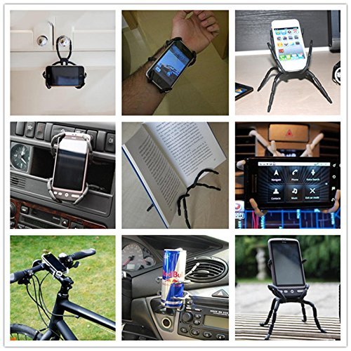 [Australia - AusPower] - ANGELANGELA 3222641 Universal Multi-Function Portable Spider Flexible Grip Holder for Smartphones and Tablets, Black 