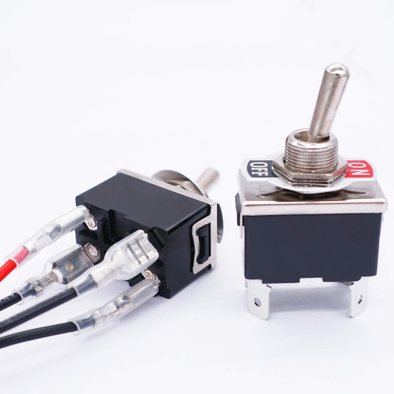 [Australia - AusPower] - TWTADE 3 Pcs Latching Toggle Rocker Switches 4 Pin 2 Position ON/Off DPST Heavy Duty 16A 250VAC Spade Terminal Metal Boat Switch with Waterproof Boot Cap + 6.3mm Terminal Wires TEN-1221MZX-B201 
