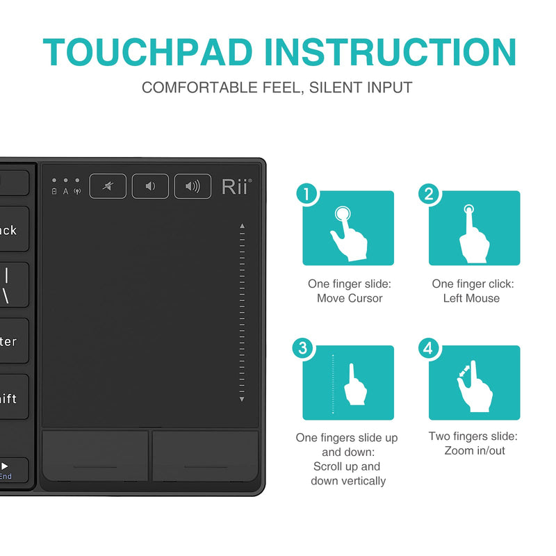 [Australia - AusPower] - Rii K22 Ultra Slim 2.4 Gigahertz Mini Wireless Multimedia Keyboard with Touchpad for PC and Laptop 