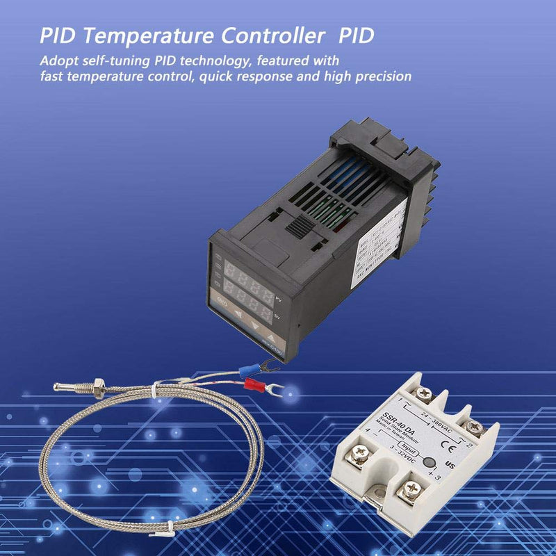 [Australia - AusPower] - Hilitand PID Temperature Controller, REX-C100 AC 110V-240V Meter Indicator, Digital Universal Thermostat LED PID Alarm Temperature Controller Kits 0℃-400℃ 