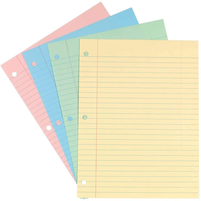 [Australia - AusPower] - 1InTheOffice Wide Filler Paper, Loose Leaf Binder Paper, Pastel, 8"W x 10.5"H, 200/Pack 