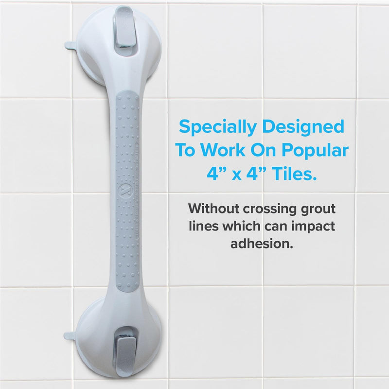 [Australia - AusPower] - SlipX Solutions 17" Safe Grip Shower Grab Bar, Extra Long Suction Cup Handicap Grab Bars for Seniors, Heavy Duty Pry-Lock Suction Cups for Bathtub, Bathroom Accessories Perfect for Travel 