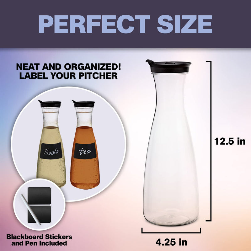[Australia - AusPower] - UMIEN Carafe Pitcher–Clear Beverage Carafes with Flip Top Lid for Water, Iced Tea, Mimosas, Laundry Detergent, Milk, Juice – Easy Pour BPA Free Plastic Drink Container, 50 Ounce (Round - 2 Pack) Round - 2 Pack 