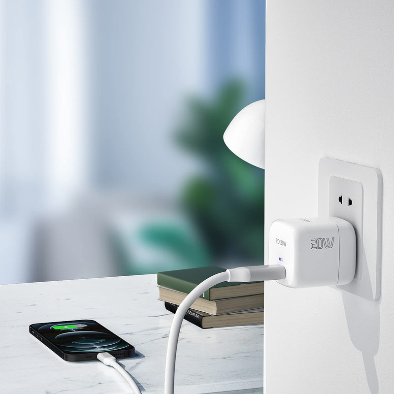 [Australia - AusPower] - USB C Wall Charger, BYEASY 20W USB-C Power Adapter with Foldable Plug, Super Fast Charger Block for iPhone/Galaxy/iPad and More 