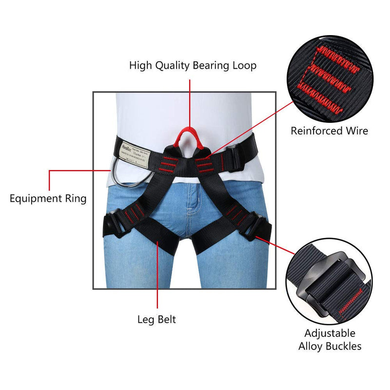 [Australia - AusPower] - HandAcc Climbing belts, Safe Seat Belts for Tree Climbing Outdoor Training Caving Rock Climbing Rappelling Equip - Half Body Guide belt for Women Man and Novice 