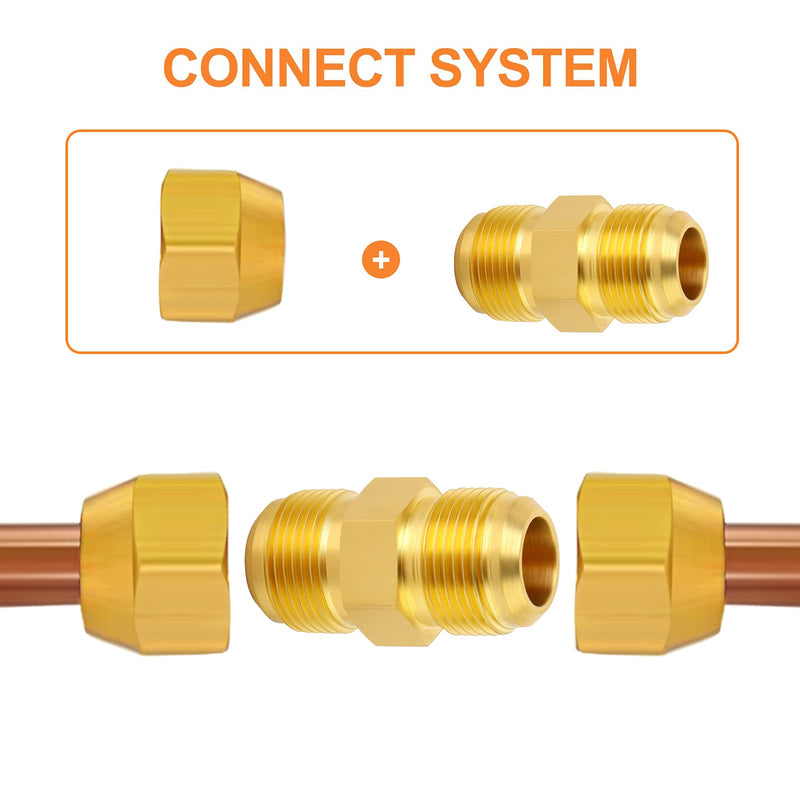 [Australia - AusPower] - GASHER 5PCS Metals Brass Tube Fitting, Half-Union, 1/2" Flare x 1/2" Flare Male Pipe Fittings 5 
