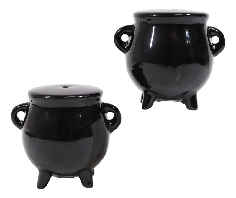 [Australia - AusPower] - Ebros Gift Halloween Witching Hour Wicca Witch Magic Black Cauldrons Salt And Pepper Shakers Set Ceramic Figurines Potion Cauldron Kitchen Tabletop Decor Collectible 