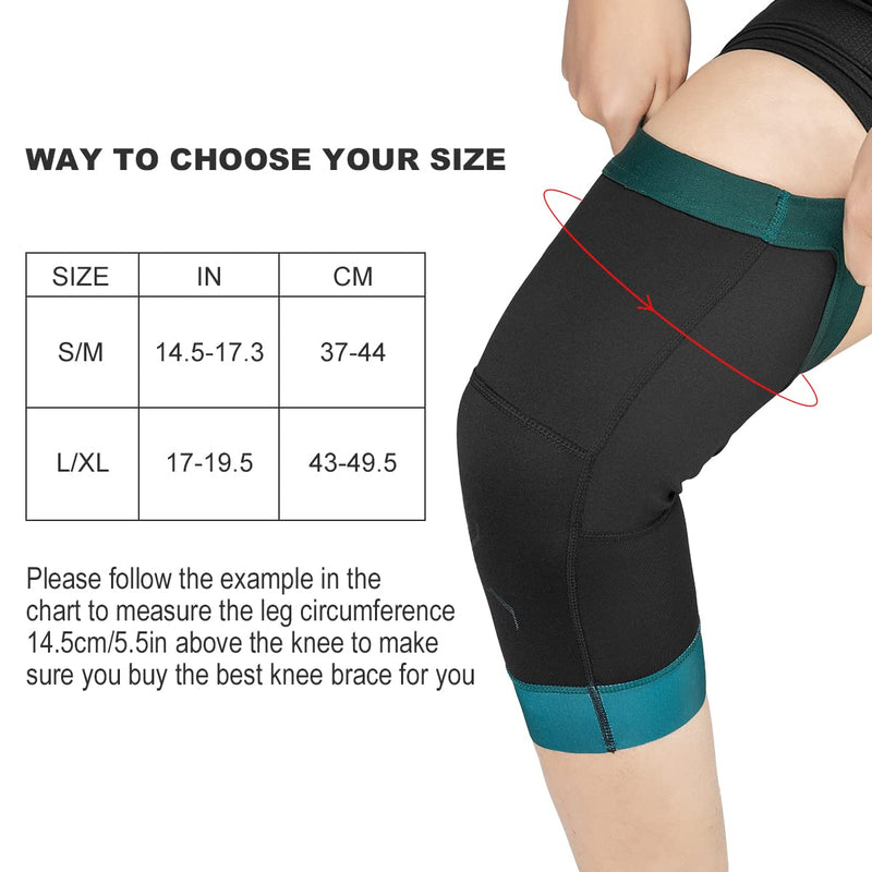[Australia - AusPower] - ROCKBROS Knee Warmer for Men Thermal Leg Warmer Knee Brace Anti-slip Knee Sleeves Winter for Basketball Cycling Knee Warmer Black Green Small/Medium 