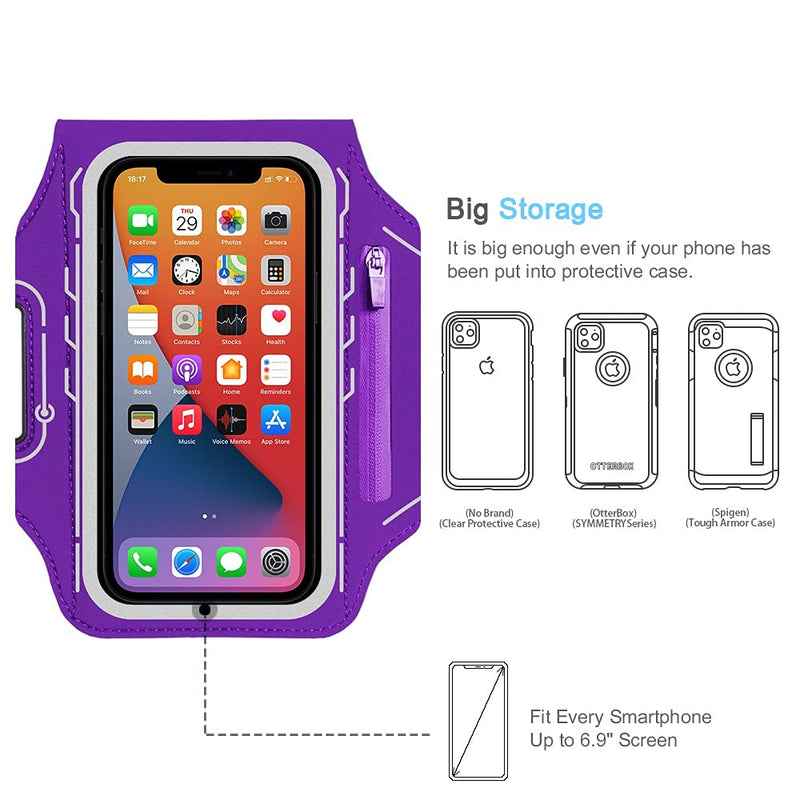 [Australia - AusPower] - iPhone 13 Pro Max, 12 Pro Max Armband, JEMACHE Gym Workouts Running Phone Arm Band for iPhone 13 Pro Max, 12 Pro Max, 11 Pro Max, Xs Max, 13, 12 with Airpods Holder (Purple) Purple 