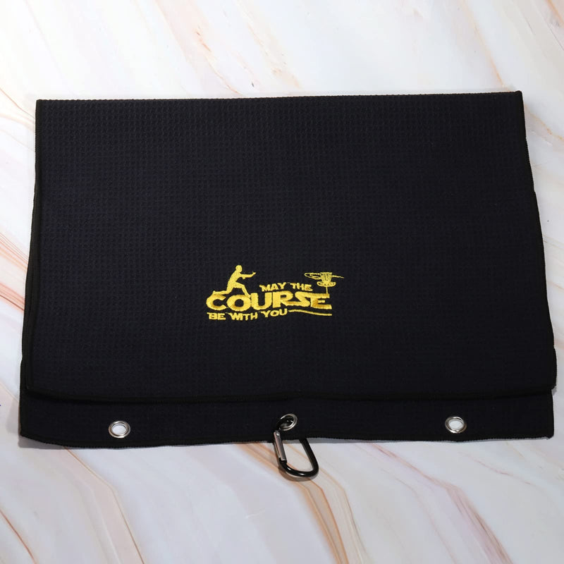 [Australia - AusPower] - ZJXHPO Disc Golf Towel May The Course Be with You Embroidered Golf Towel Gift Disc Golf Lover Towel with Clip (May Course) May Course 