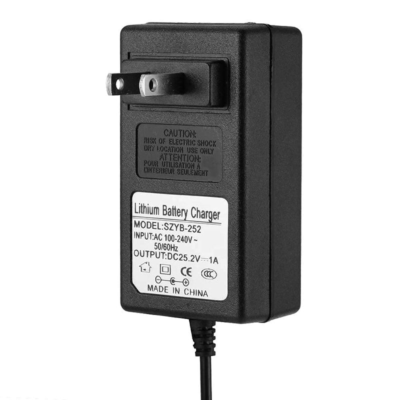 [Australia - AusPower] - Zyyini 25.2V 1A Power Adapter,Battery Charger Power Adapter with LED Indicator,110-240V Multiple Protection Universal AC Adapter,Charging Power Supply US Plug for Headlights/Toy Cars/Balance Cars Black US 