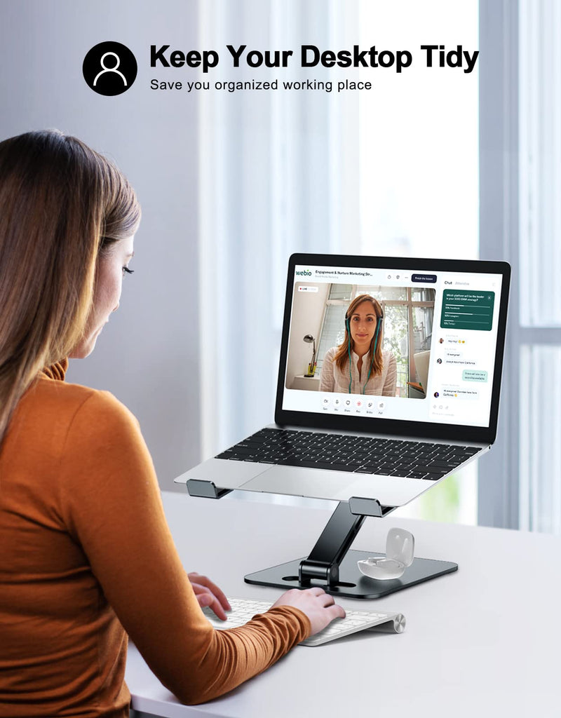 [Australia - AusPower] - RIWUCT Foldable Laptop Stand, Height Adjustable Ergonomic Computer Stand for Desk, Ventilated Aluminum Portable Laptop Riser Holder Mount Compatible with MacBook Pro Air, All Notebooks 10-16" - Gray 