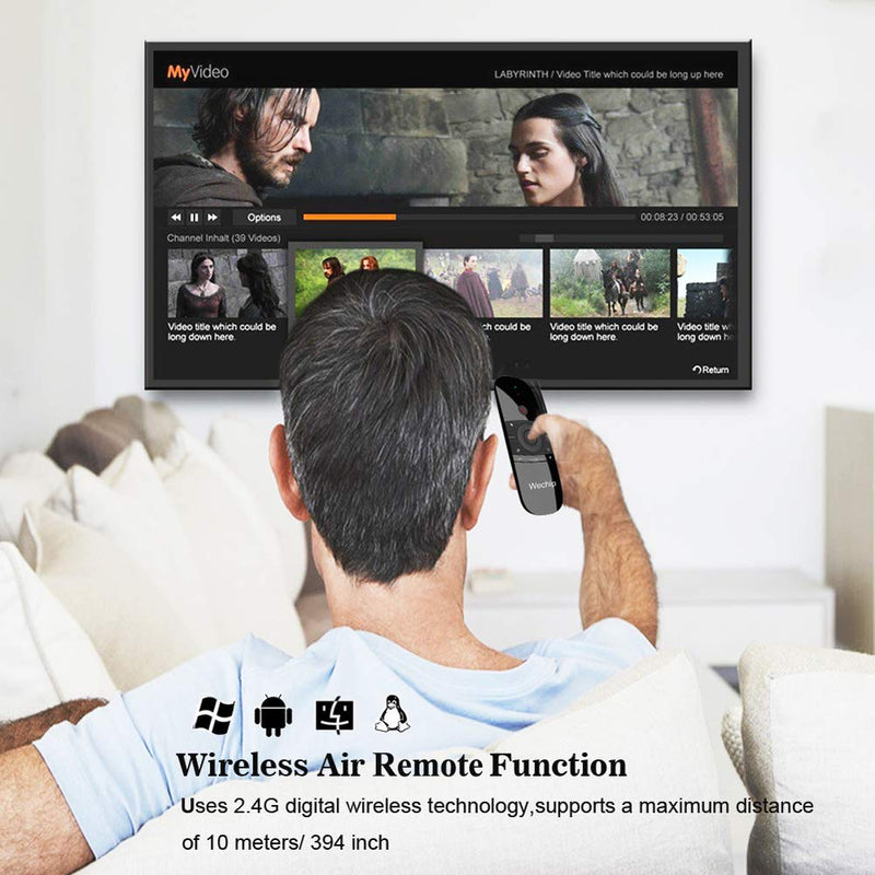 [Australia - AusPower] - WeChip W1 Remote 2.4G Wireless Keyboard Multifunctional Remote Control for Nvidia Shield/Android TV Box/PC/Projector/HTPC/All-in-one PC Black 