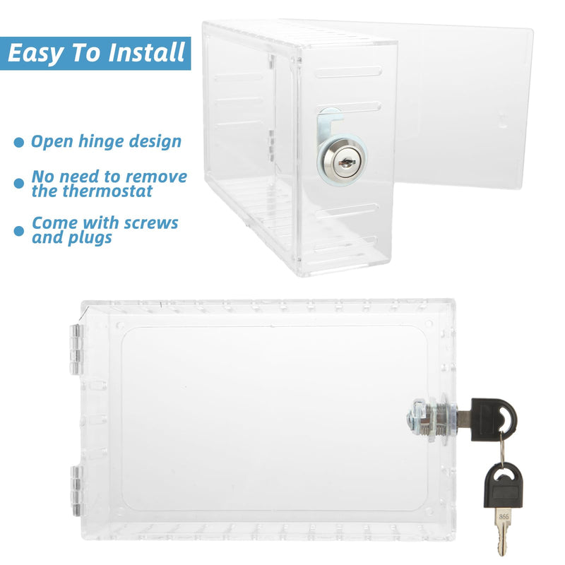 [Australia - AusPower] - ABuff 2 Pack Universal Thermostat Lock Box with Key, Clear Large Thermostat Cover with Lock Thermostat Guard for Thermostat on Wall, Fits Thermostats 7'' x 4.4'' x 2'' or Smaller 