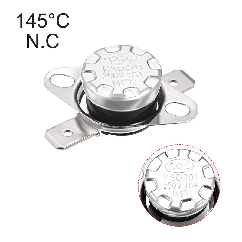 [Australia - AusPower] - uxcell KSD301 Thermostat 145°C/293°F 10A Normal Closed N.C Adjust Snap Disc Temperature Switch for Microwave,Oven,Coffee Maker 2pcs 