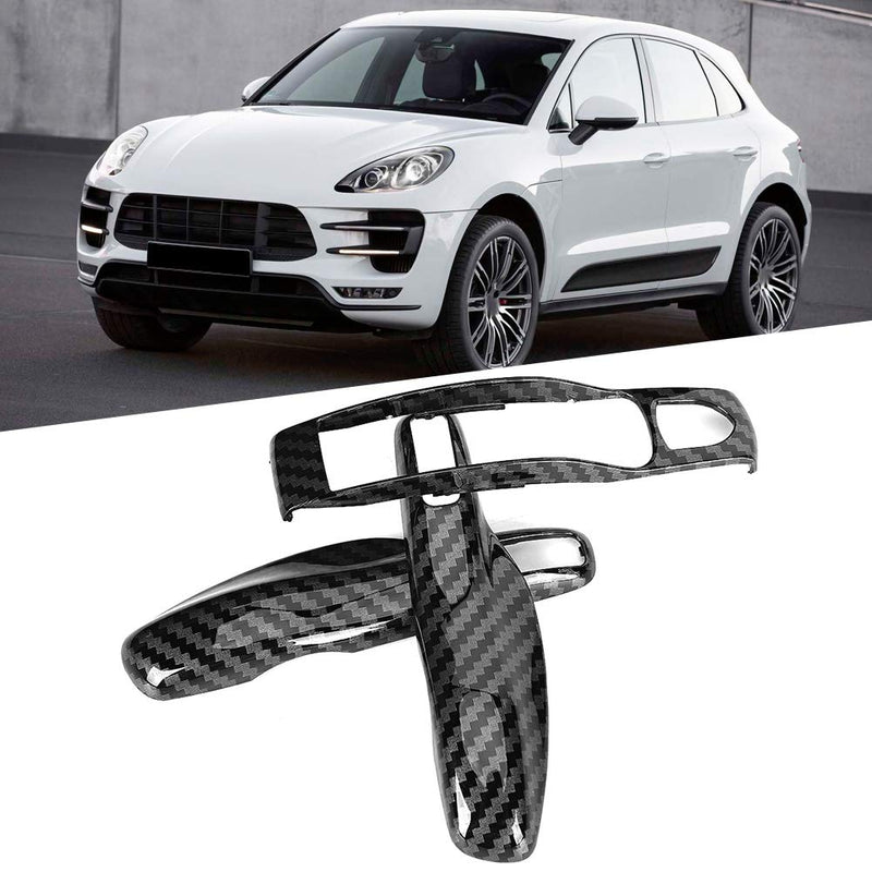 [Australia - AusPower] - Remote Key Cover Fit For Porsche Cayman/Macan/Boxster, 3Pcs/Set ABS Carbon Fiber Style Car Key Trim Cover 