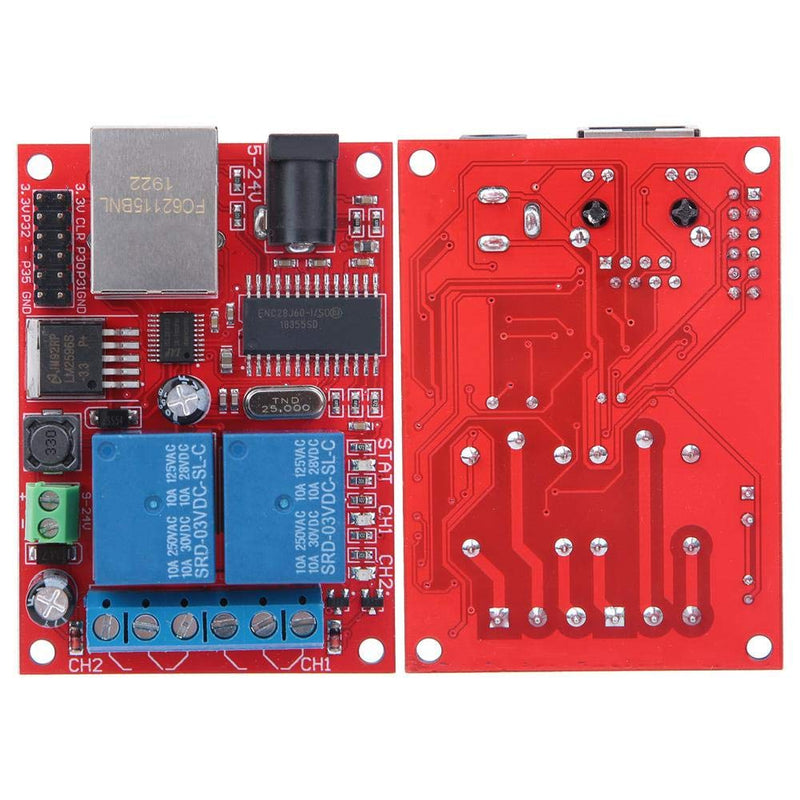 [Australia - AusPower] - LAN Ethernet Controller Module, TCP/UDP Controller Module with 2-Way Relay Board Delay Switch DC(5-24V) for Replacement of Web Server Electronic Kit Circuit Board 