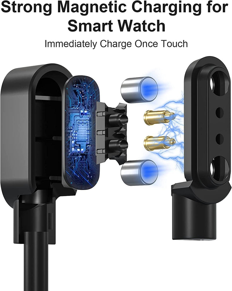 [Australia - AusPower] - F57l Smartwatch Charger, Magnetic Replacement Charger Compatible for BNGXR F57l, Barn Eleven F57l, BINGONE,Grewas,Soputry,Bysku,YunYe,Flashstar, Aobialen,YAOBFUL, F57l Smartwatch (2 Pack-Black+Black) 2 pack-Black+Black 
