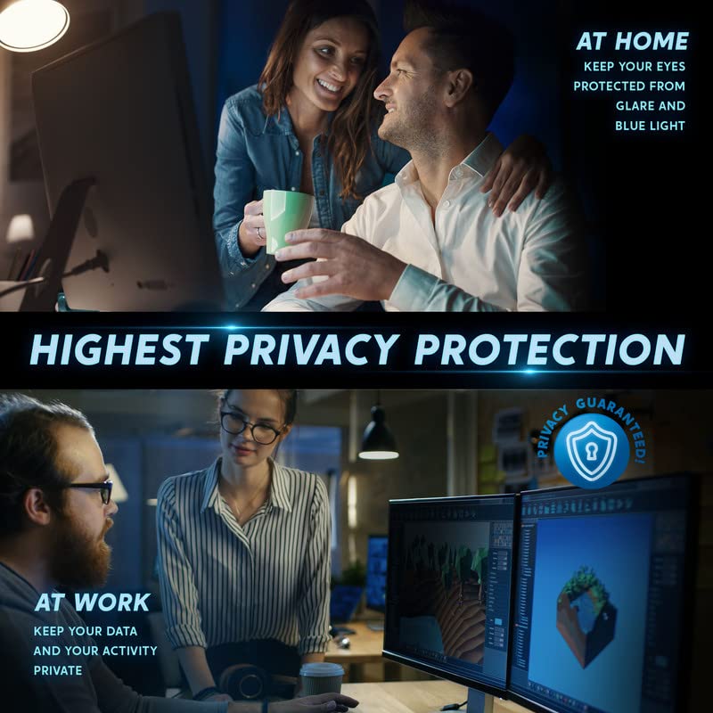 [Australia - AusPower] - 18.5 inch Computer Privacy Screen (16:9) - Black Security Shield - Desktop Monitor Protector - UV & Blue Light Filter by Akamai (18.5" Widescreen (16:9), Black 18.5 inch WIDESCREEN (16:9) Black Privacy 