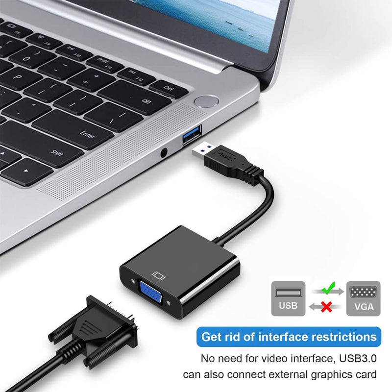 [Australia - AusPower] - USB 3.0 to VGA Adapter, 1080P Multi-Display Video Converter for Laptop PC Desktop to Monitor / Projector / TV (Not Support Chromebook) 