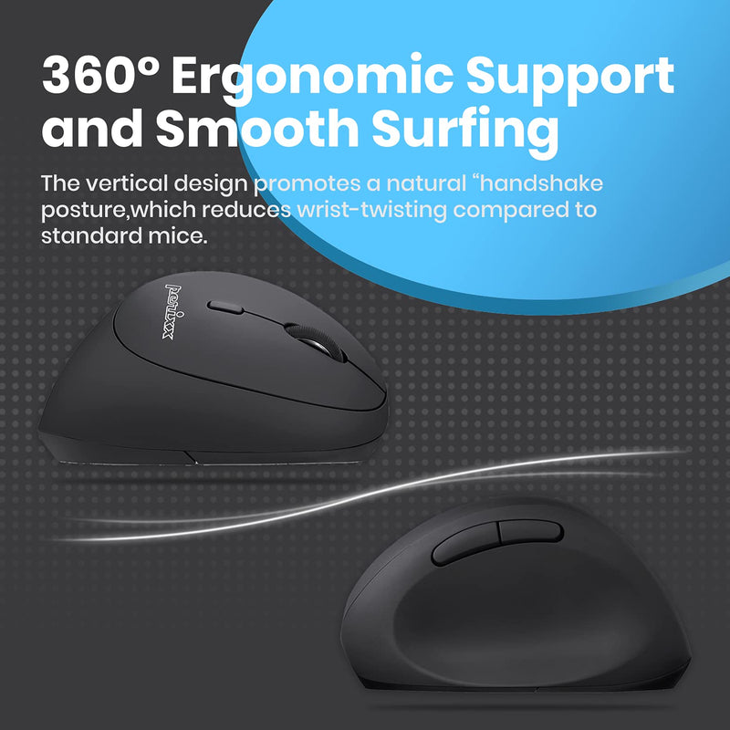 [Australia - AusPower] - Perixx PERIMICE-719 Wireless 2.4 GHz Ergonomic Vertical Optical Mouse, Portable Mini Size, 3 Level DPI, Right Handed, Black 