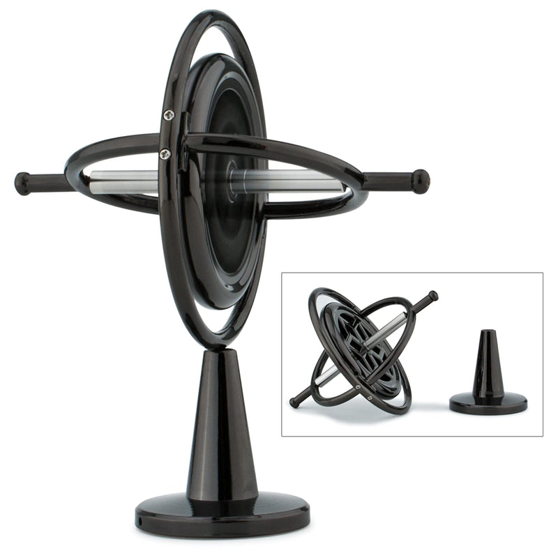 [Australia - AusPower] - DjuiinoStar Premium Gyroscope: Sturdy&Durable, Pass 2nd Floor Drop Test, Long Spin Time (Play Tricks at Ease, Use Ball Bearings), Educational Physics Anti-Gravity Toy DG-5B Black 