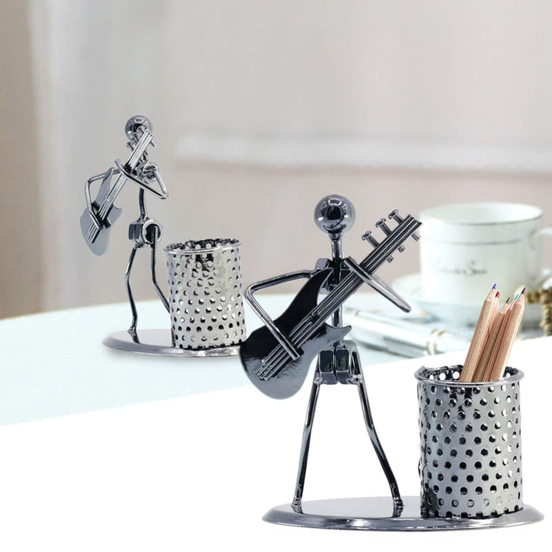 [Australia - AusPower] - Guitar Pen Holder Creative Desk Accessories Multipurpose Stand Metal Pencil Holder Organizer For Gifts, Kids, Students, and Office Stationary 