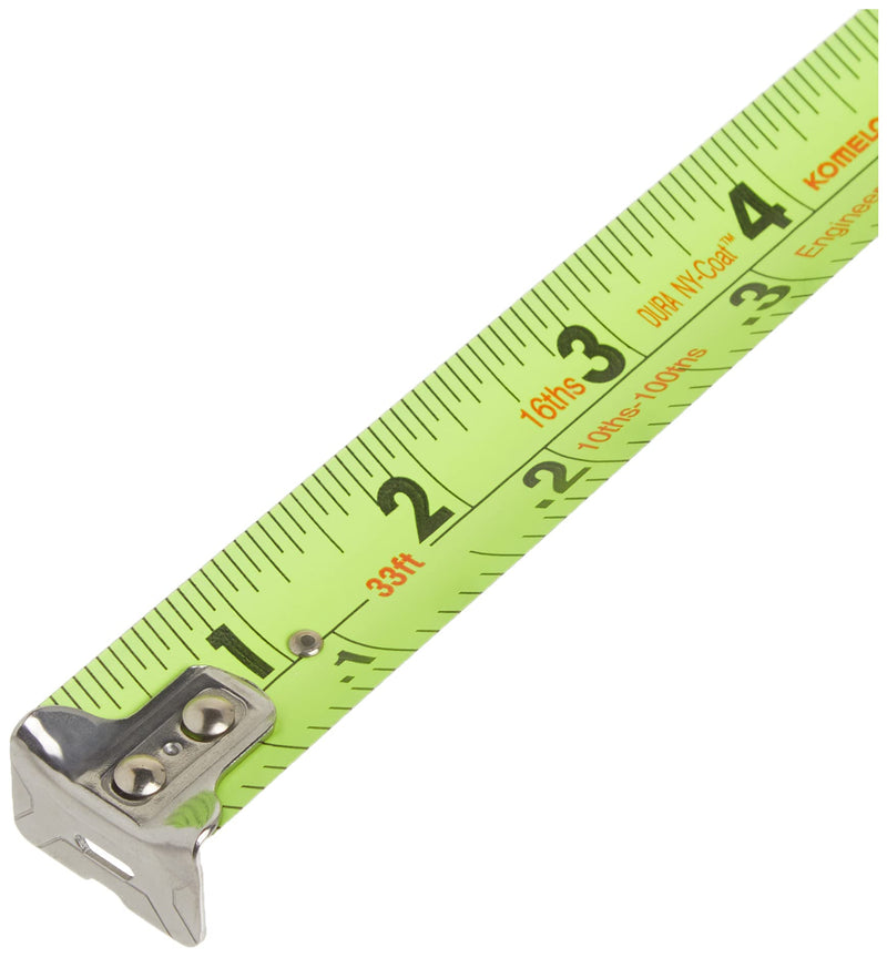 [Australia - AusPower] - Komelon 433IEHV High-Visibility Professional Tape Measure both Inch and Engineer Scale Printed 33-feet by 1-Inch, Chrome 