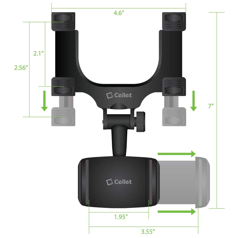 [Australia - AusPower] - Cellet Car Rearview Mirror Phone Holder Mount Cradle Compatible with Apple iPhone 13 Pro Max Mini 12 11 Xr Xs X SE 8 7 and Google Map GPS Navigation 