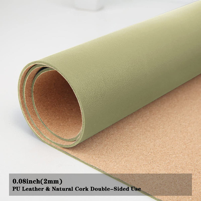 [Australia - AusPower] - Large Natural Cork & Leather Desk Pad,eco Desk mat,Double-Sided Desk Protector ,Waterproof Keyboard pad ,Desk Mouse Pad for Office/Home/Gaming/Decor (Light Green,36"x 17" ) Light green 36"x 17" 