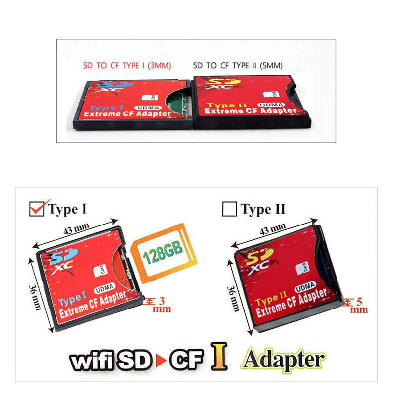 [Australia - AusPower] - Abuycs SD CF Extreme Card Adapter Wireless WiFi SD MMC SDHC SDXC Slot to CF Type I Compact Flash Memory CF Card Adapter Reader Writer High Speed for SLR Camera 