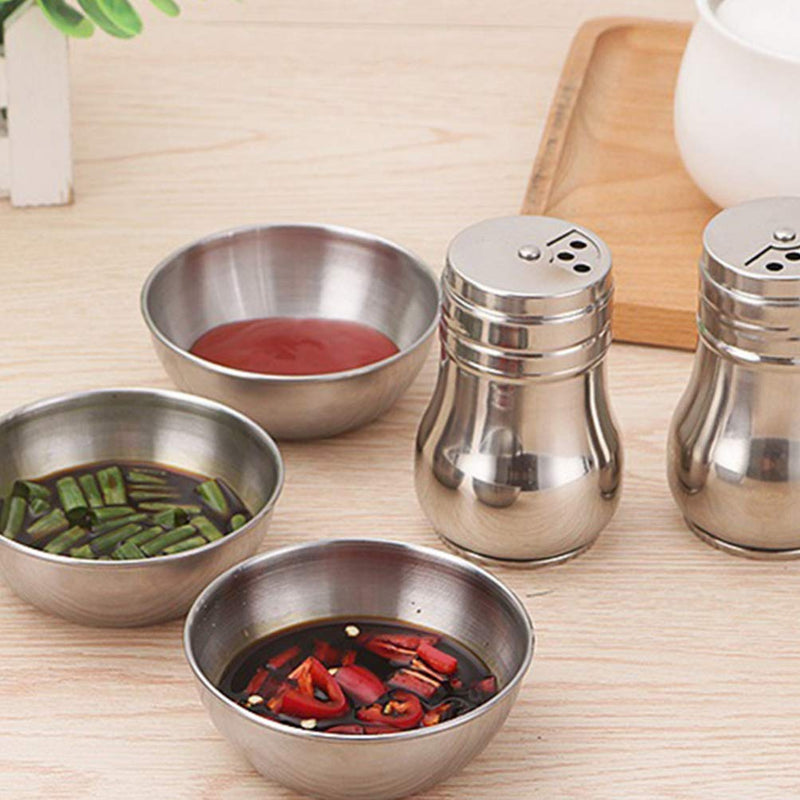 [Australia - AusPower] - Hemoton 8pcs Stainless Steel Sauce Dishes Round Seasoning Dishes Sushi Dipping Bowl Saucers Bowl Mini Appetizer Plates for Restaurant Home, Best Gift for Sauce Lover! (8 x 8 x 3cm) 8*8CM 