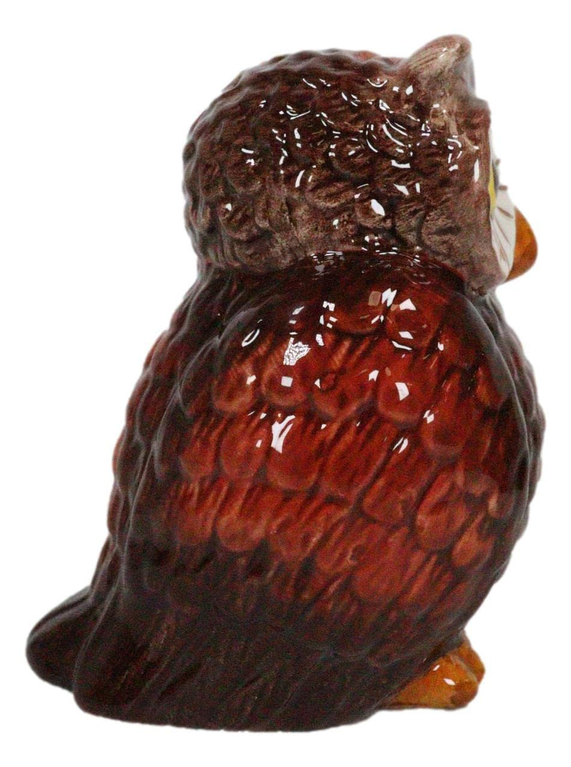 [Australia - AusPower] - Ebros Gift Wisdom Of The Woods Great Horned Brown Owls With Wide Round Eyes Ceramic Salt And Pepper Shakers Figurine Set 3.5"H Forest Nocturnal Owl Birds Home Kitchen Decor 