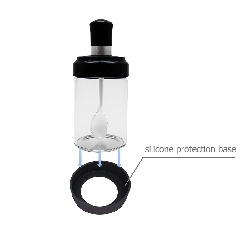 [Australia - AusPower] - Excelity Condiment Pots with Spoon and Lid Clear Glass Containers Jars for Storing and Dispensing Spice Salt Sugar Pepper 