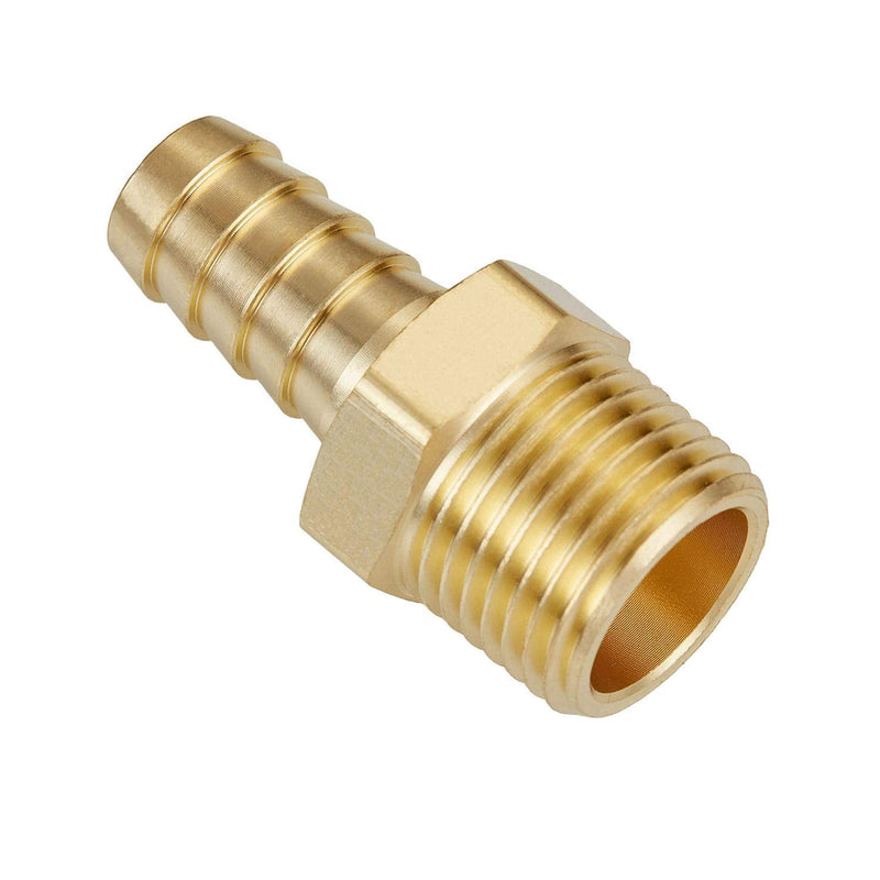 [Australia - AusPower] - Litorange 4 PCS Solid Brass Pipe Fitting and Air Hose End Fitings 1/2" Barb x 1/2" NPT Male Thread Pipe Adapter 